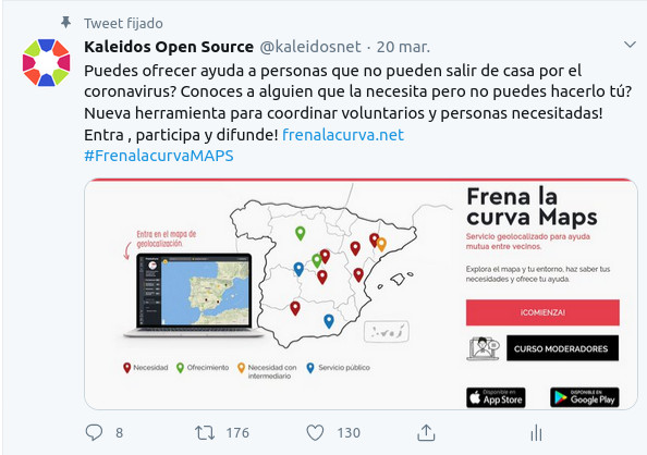 Captura del tuit que anunciaba el lanzamiento de Frena La Curva Maps