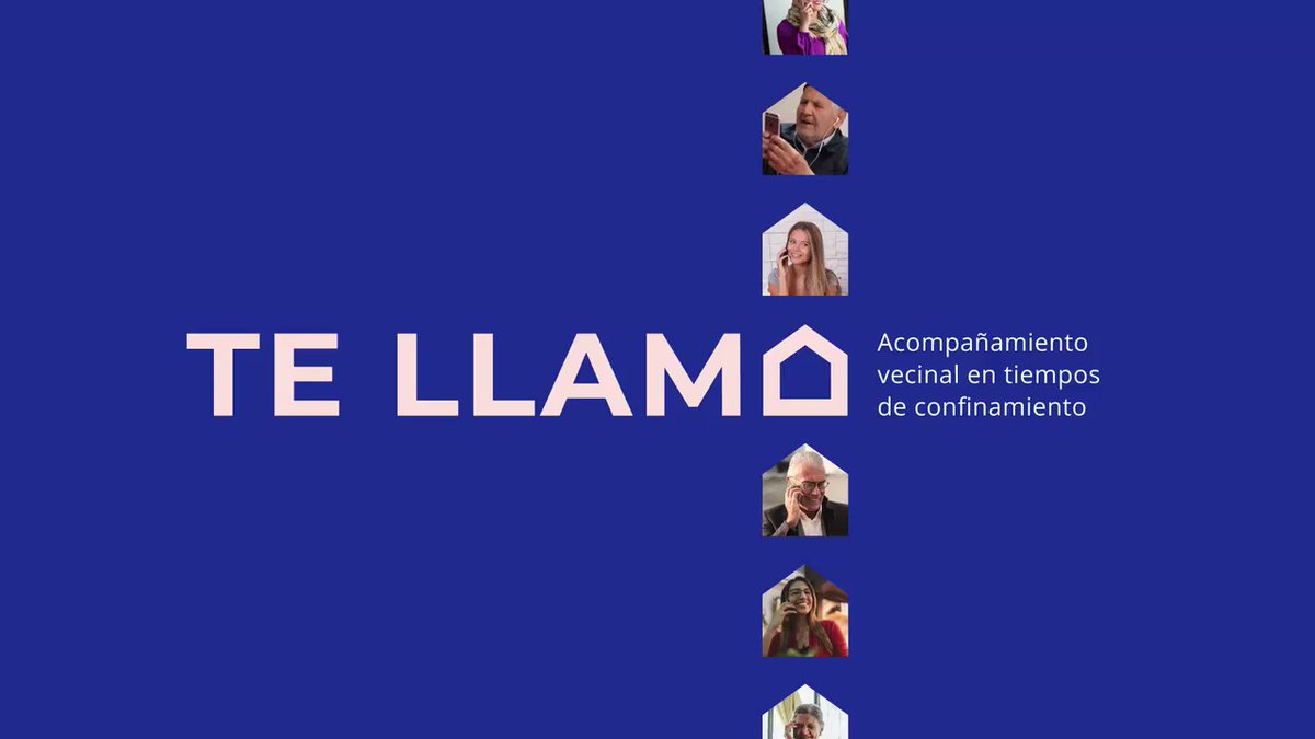 Slide presentación del proyecto, con fondo azul y las letras Te Llamo en horizontal, con la o en forma de casa.