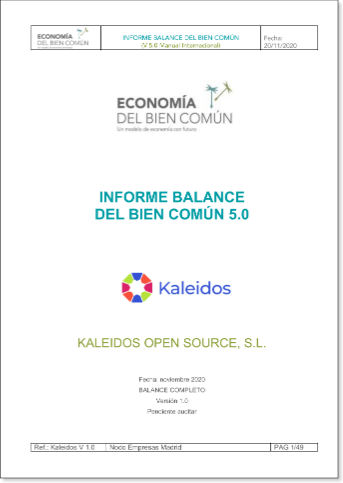 Portada del informe del Balance de kaleidos con enlace al pdf