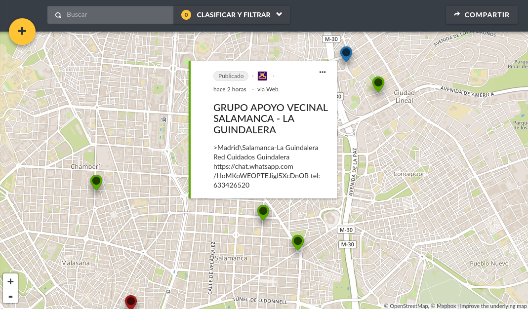 Captura del mapa donde se muestran también las categorias principales