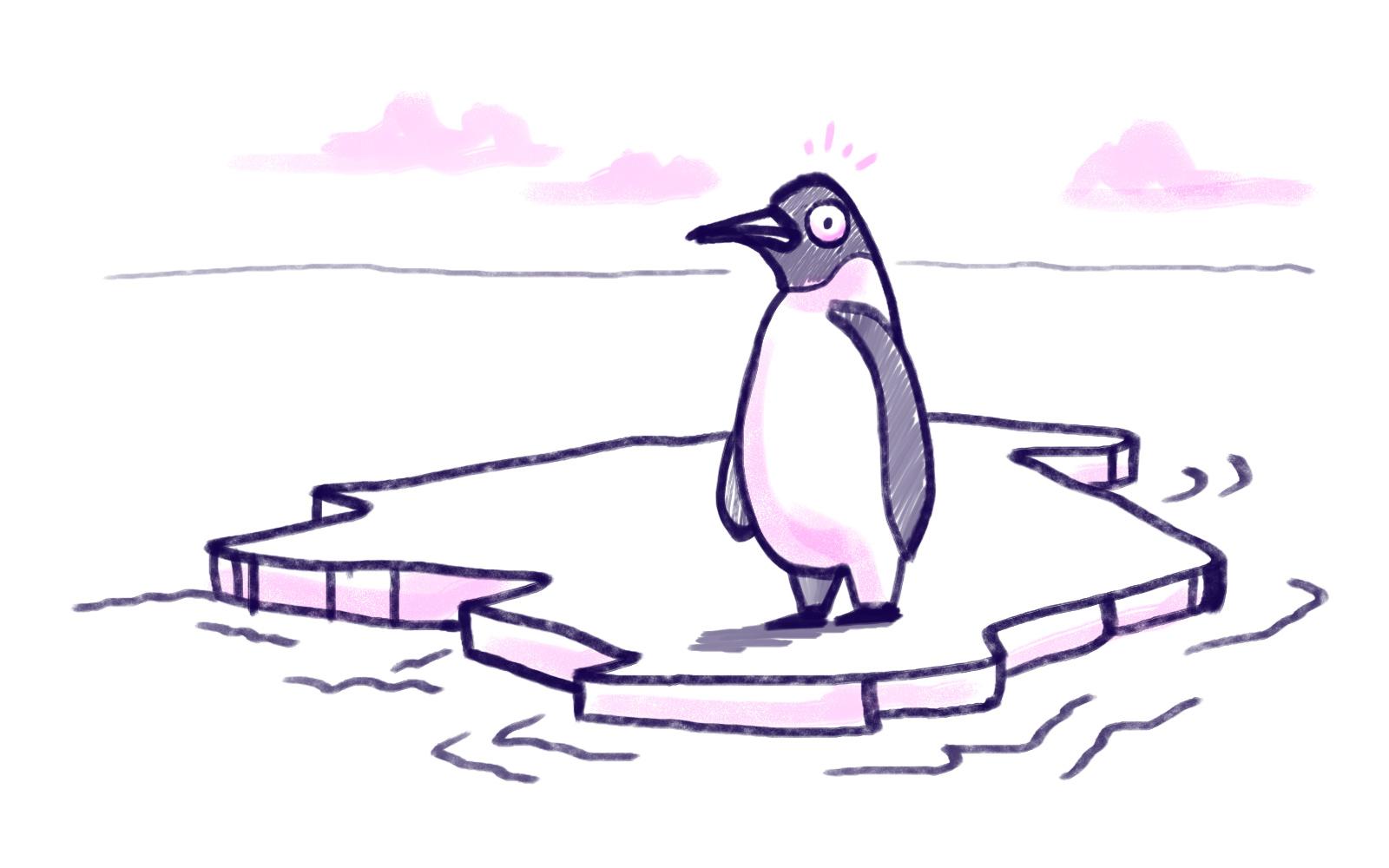 Un pingüino sobre un trozo de hielo