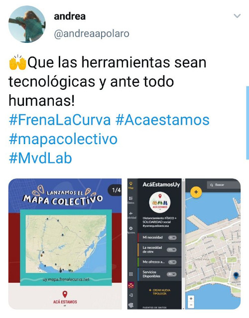 Captura de tuit anunciando el mapa de Uruguay