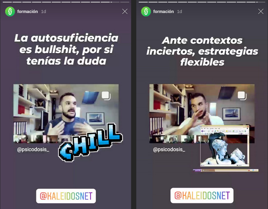 captura de pantalla de dos posts del Instagram de José Manuel