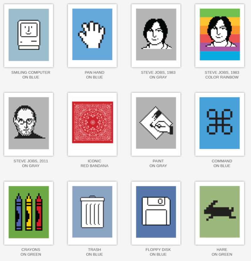 Algunos de los iconos diseñador por Susan Kare