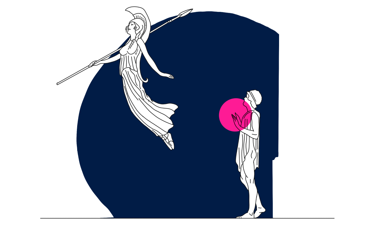 Ilustración de Atenea abandonando a Telémaco