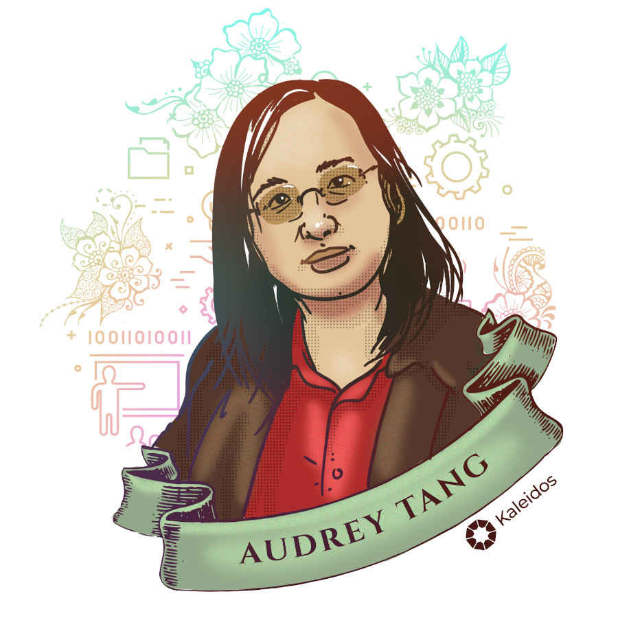 Ilustración de Audrey Tang por Juan de la Cruz.